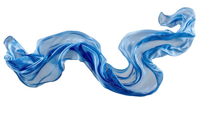 Flowing blue fabric with swirls on black background
