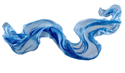 Flowing blue fabric with swirls on black background