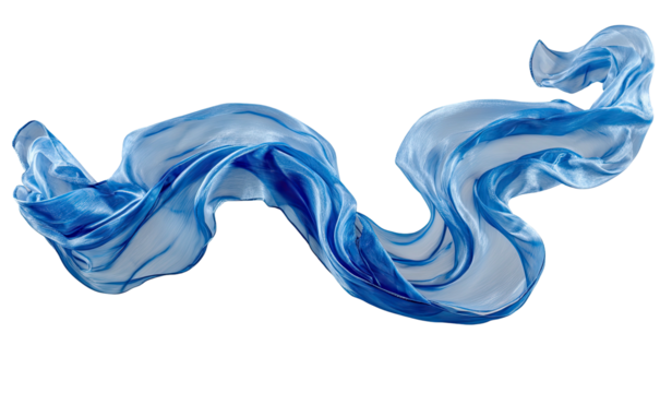 Flowing blue fabric with swirls on black background