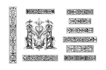 Victorian borders. Black set on white background