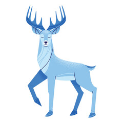 Vector illustration of blue textured reindeer. Modern flat design for Christmas projects, winter decorations, festive cards, holiday design templates. Great for vector art collections