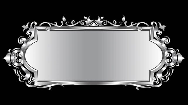 silver shining frame shield design motion graphic collection with alpha channel