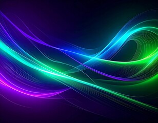 Abstract aurora lights flowing like ribbons across night sky with glowing particles