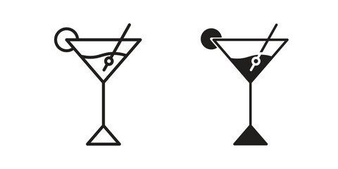 Cocktail icon vector with glyph style. Stroke liner icons