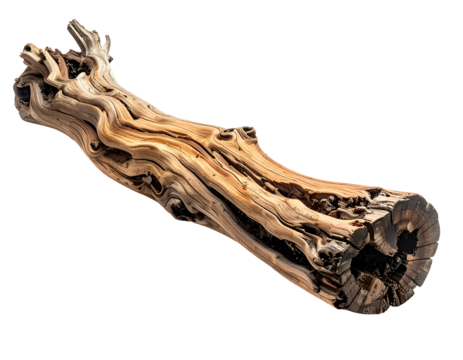Gnarly, weathered, hollowed, natural wood fragment