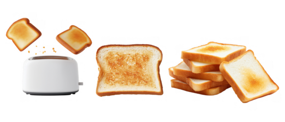 Slices of bread being toasted with a compact toaster, created AI, PNG