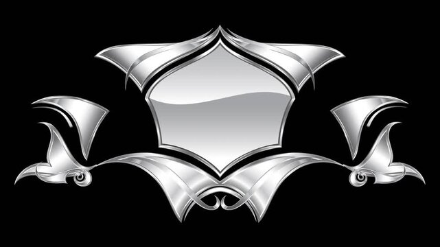 silver shining frame shield design motion graphic collection with alpha channel