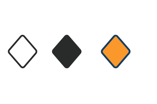 Minimalist Keyframe Icons. Minimalist keyframe icon: three identical keyframe icons in a row, first in line style with thin
