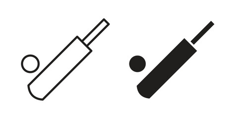 Cricket icon vector with glyph style. Stroke liner icons