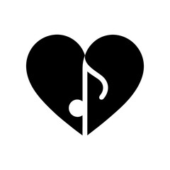 Simple Heart and Musical Note Combination Romantic Icon Line Art Vector illustration