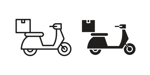 Delivery scooter icon vector with glyph style. Stroke liner icons © iconic