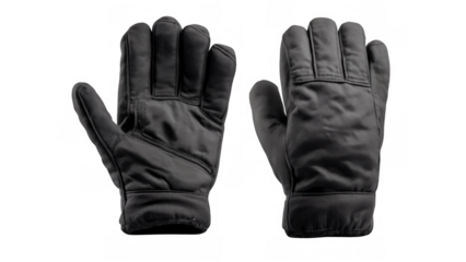 Insulated black winter gloves for cold sports, created AI, PNG