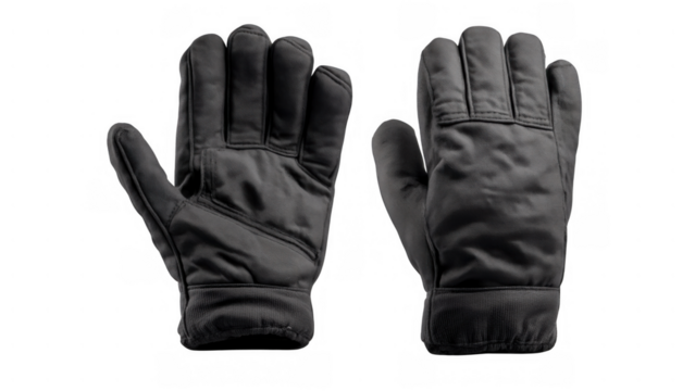 Insulated black winter gloves for cold sports, created AI, PNG