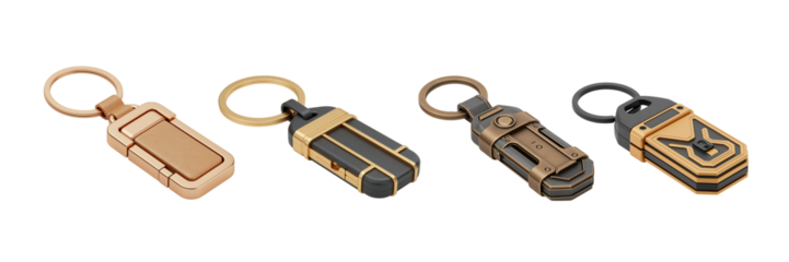 Four unique vintage style lighters on a black background