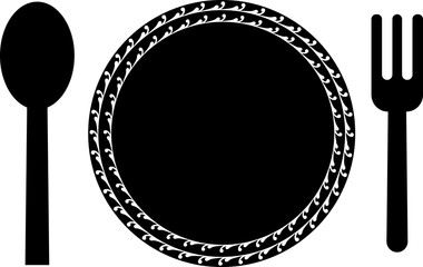 Plate Fork and Spoon Icon Restaurant Cutlery Vector Illustration