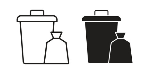 Garbage icon vector with glyph style. Stroke liner icons