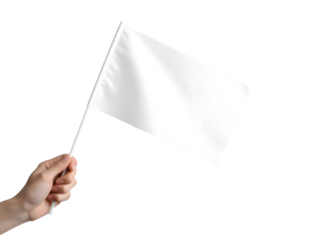 Hand holding a blank white flag a symbol of surrender or truce isolated Transparent PNG