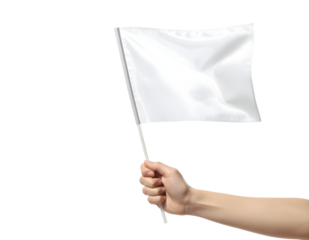 Hand holding a white flag a symbol of surrender or truce Transparent PNG