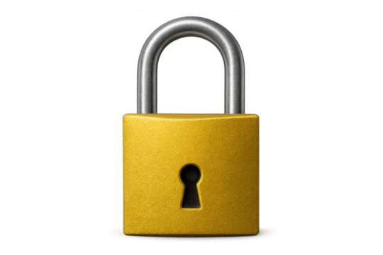 Gold padlock securing data, privacy, and access, symbolizing digital safety, protection, and restricted information
