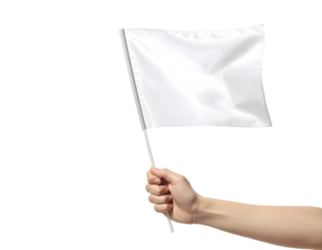 Hand holding a white flag a symbol of surrender or truce Transparent PNG - Powered by Adobe