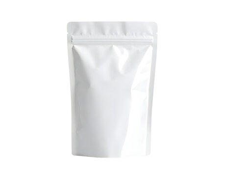 Blank white stand up pouch mockup flexible plastic package with zipper for food Transparent PNG