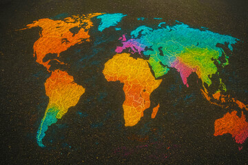Naklejka premium Chalk Drawn Jamaica Map on Asphalt 