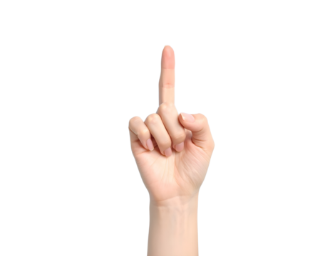 Hand pointing up with index finger Transparent PNG for concepts like direction choice or attention