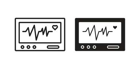 Heart rate monitor icon vector with glyph style. Stroke liner icons