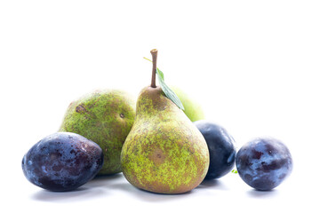 Pear and plum fruits from the autumn garden © Peredniankina