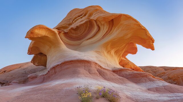 The Fiery, Flowing Crest of a Wind-Carved Sandstone Wave, Frozen in Time by Eons of Erosion