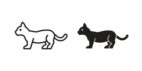 Kitten icon vector with glyph style. Stroke liner icons