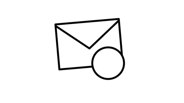 Animated mail check mark icon animation on white background