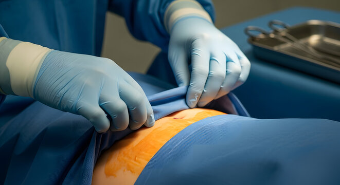 surgeon preparing patient for operation