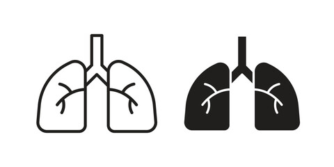 Lungs icon vector with glyph style. Stroke liner icons