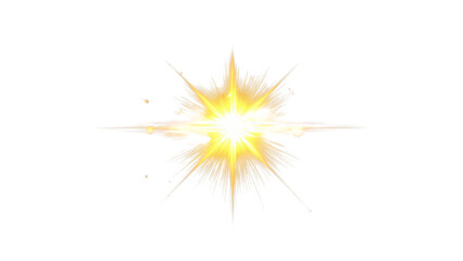 Bright yellow explosion with radiant energy rays, created AI, PNG