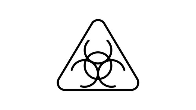 Biohazard warning symbol self drawing animation