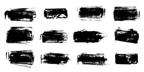 Rectangle Stamp Banner Label Grunge Smudge Vector Set