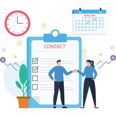 Teammates celebrate project success with deadline completed  flat illustration