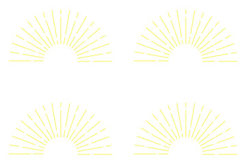 Collection of hand drawn sunburst and sunrise icons in various styles and patterns