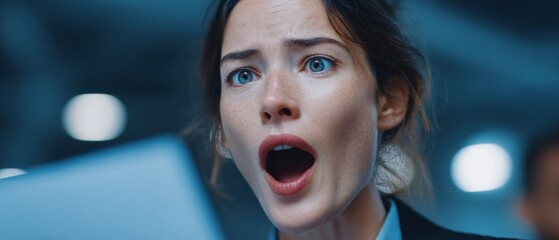 Navigating unemployment: a story of unexpected change. High-end fashion. Disbelieving woman faces job loss in a detailed office environment. Lavish clothing. Opulent look.