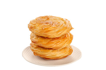 Traditional Shaanxi Chinese Layered Pastry Breakfast Biscuit on White Plate