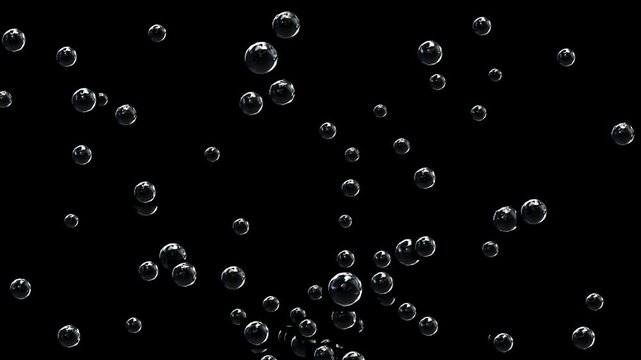 Liquid Foam Bubbles floating animation isolated on black background