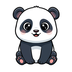 Naklejka premium Cute cartoon panda bear sitting happily illustration