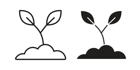 Plant icon vector with glyph style. Stroke liner icons