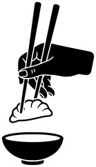asian illustration japan silhouette food logo cuisine icon japanese outline chinese eat chopsticks chopstick traditional stick kitchen culture pair shape for vector graphic background