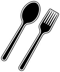 cutlery illustration fork silhouette knife logo kitchen icon utensil outline food dining dinner spoon restaurant tableware equipment silverware flatware shape adults vector graphic background