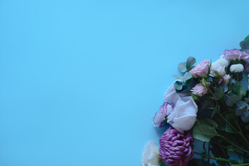 bouquet of flowers on a blue background