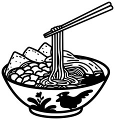 bowl illustration meal silhouette lunch logo cuisine icon food outline delicious noodle dinner asian chinese restaurant japanese soup cooking shape adults vector graphic background