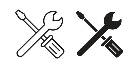Repair tools icon vector with glyph style. Stroke liner icons