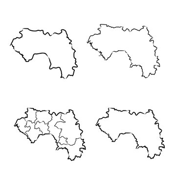 Guinea country simplified map. pencil sketch
